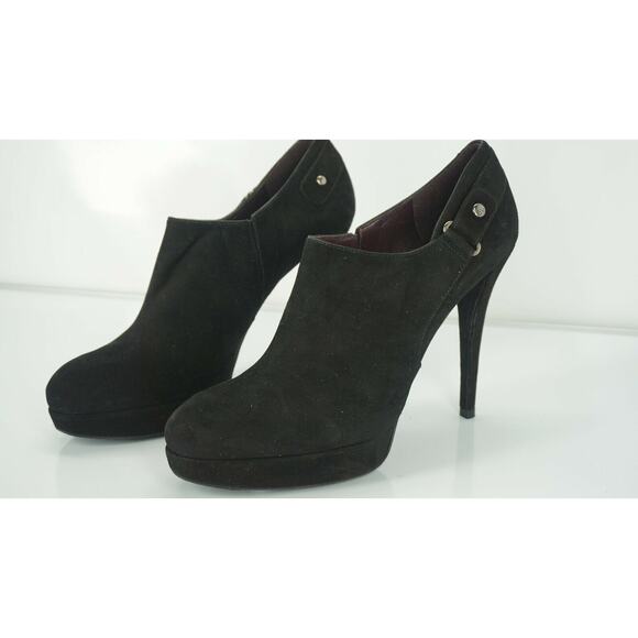 Stuart Weitzman Black Suede Coverall Heel Ankle booties SZ 9.5 N Narrow - Picture 3 of 10